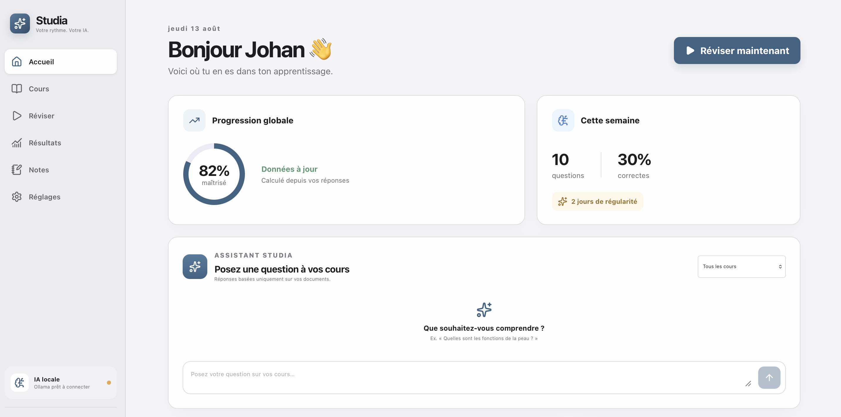 Accueil et vue d’ensemble de l’apprentissage